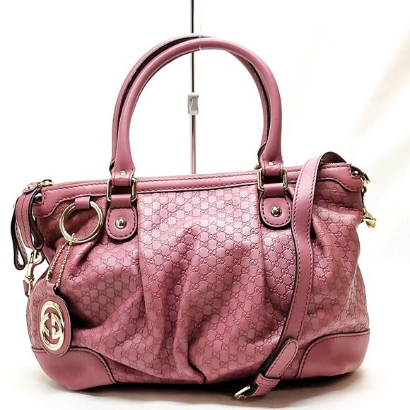 Authentic Gucci Pink Leather Hand Bag mon585-111325 - Picture 1 of 16
